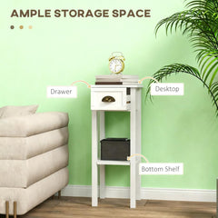 2-Tier Side Tables Set End Tables with Drawer and Shelf