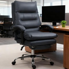 Microfibre Massage Office Chair, Heated Reclining Chair with Footrest, Dark Gray