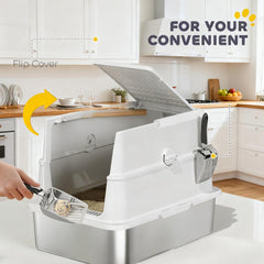 Cat Stainless Steel Cat Litter Box for Big Cats with Flip Cover