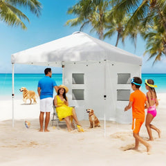 10x 10 ft party tent w/ Sidewall with Height Adjustable Instant Sun Shelter w/ Storage Pockets, White