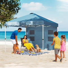 10x 10 ft party tent w/ Sidewall with Height Adjustable Instant Sun Shelter w/ Storage Pockets, Blue