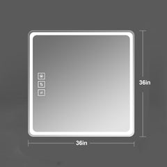 36X36 Inch LED Bathroom Mirror Vanity Mirrors with Front Lights Wall Mounted Anti-Fog Frameless Make Up Mirror with Light 5 mm Copper-Free Silver Mirror Horizontal or Vertical