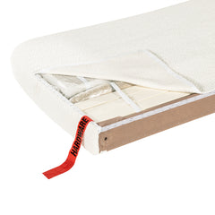Roman Curved Headboard Upholstered Platform Bed, Queen, Ivory White Boucle