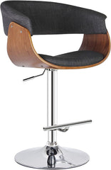 Weathered Oak Modern Swivel-Adjustable Barstool with Armrests