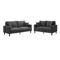 Two Piece Sofa Set,Living Room Three seater+Two seater,Comfy,Modern Upholstered Sofa,Living Room Bedroom Apartment Small Space,Corduroy,Dark grey