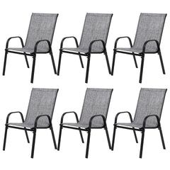 6 Piece Patio Chairs, Outdoor Camping Chairs with Breathable Textilene Fabric, Set of 2 Garden Chairs with Armrest High Backrest for Garden Patio Pool Beach Yard Space Saving ( Grey)6