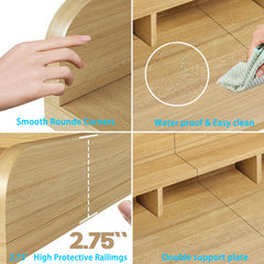 Washer Dryer Countertop with Non-slip Pads, Laundry Wood Shelf Topper with Edge, 54" Width x 27.5" Depth Double Layer Organizer for Washer and Dryer Laundry Hamper Counter Storage (Natural Color)