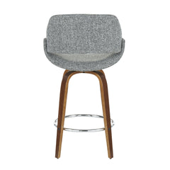 Fabrico Mid-Century Modern Counter Stool in Walnut and Grey Noise Fabric by LumiSource - Set of 2