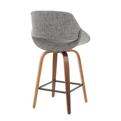 Fabrico Mid-Century Modern Counter Stool in Walnut and Grey Noise Fabric by LumiSource - Set of 2