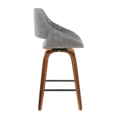Fabrico Mid-Century Modern Counter Stool in Walnut and Grey Noise Fabric by LumiSource - Set of 2