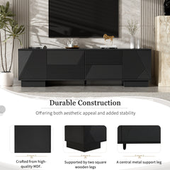 VIBE HAUS 70.8'' Modern TV Stand for TVs up to 75 Inches, Entertainment Center with Storage Cabinets, 4 Drawers and a Metal Center Leg, Minimalist Modern Media TV Console Table for Living Room