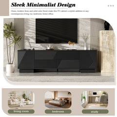 VIBE HAUS 70.8'' Modern TV Stand for TVs up to 75 Inches, Entertainment Center with Storage Cabinets, 4 Drawers and a Metal Center Leg, Minimalist Modern Media TV Console Table for Living Room
