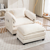 55.32*39.76" Oversized Sofa Indoor,Portable ottoman,Boucle Single Sofa Bed with Wider seat,Double deep cushion,Strong wrapping of thick armrests for Living Room,Bedroom.3 Colors.