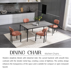 Modern Dining Room Chairs Set of 2, Mid-Century Upholstered Boucle Kitchen Dining Chairs with Black Metal Legs
