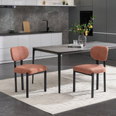 Modern Dining Room Chairs Set of 2, Mid-Century Upholstered Boucle Kitchen Dining Chairs with Black Metal Legs