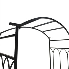 Outsunny Metal Trellis Arbor Arch for Climbing Plants with Garden Bench, Grow Grapes & Vines, Patio Decor & 2-Person Outdoor Steel Decorative Seating, 484 lbs. Weight Capacity, Black