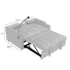 Modern Velvet Loveseat Futon Sofa Couch w/Pullout Bed,Small Love Seat Lounge Sofa with adjustable Reclining Backrest,Toss Pillows, Pockets,Furniture for Living Room,3 in 1 Convertible Sleeper Sofa Bed
