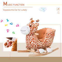 Kids Plush Rocking Horse Giraffe Style Themed Ride-On Chair Toy