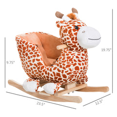 Kids Plush Rocking Horse Giraffe Style Themed Ride-On Chair Toy