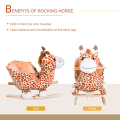 Kids Plush Rocking Horse Giraffe Style Themed Ride-On Chair Toy