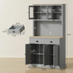 71" Tall Pantry Cabinet Freestanding Kitchen Cabinet