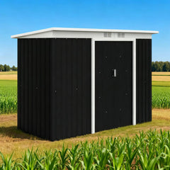 Dark Gray Garden Storage Shed Outdoor Storage Shed 9' x 4' Tool House with Double Lockable Doors for Backyard, Patio, Lawn, Garage,