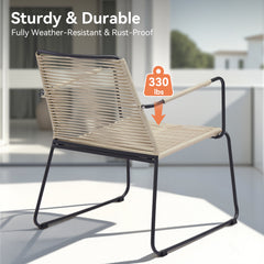 Balcony Furniture 5 Piece Patio Conversation Set, PE Wicker Rattan Outdoor Lounge Chairs with 2 Ottomans & Side Table for Porch, Backyard, Lawn-Beige