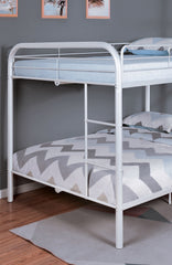 Full Over Full Metal Bunk Bed Contemporary Style With Angled Ladder, White