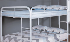 Full Over Full Metal Bunk Bed Contemporary Style With Angled Ladder, White