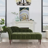 Samuel Tufted Roll Arm Chaise Lounge, Olive Green Performance Velvet