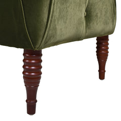 Samuel Tufted Roll Arm Chaise Lounge, Olive Green Performance Velvet