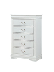 1pc White Finish Five Drawers Louis Philip Chest Solid Wood Contemporary Sleek Ample Storage