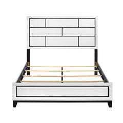 Modern Contemporary White Finish Queen Bed 1pc Wooden Bedroom Furniture Black Line Design