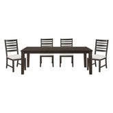 Classic Style 5pc Dining Set Dark Espresso Finish Table with Extension Leaf and 4x Chairs Comfortable Seat Wooden Dining Furniture