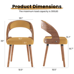 Wood Dining Chairs, Set of 2 Modern Upholstered Dining Chairs with Curved Backrest for Kitchen, Dining Room, Living Room
