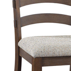 Pascaline Gray Fabric, Rustic Brown & Oak Finish Side Chair (Set of 2)