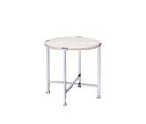 Brecon White Oak & Chrome Finish End Table