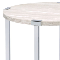 Brecon White Oak & Chrome Finish End Table