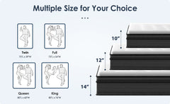Queen Size Mattress,12 Inch Hybrid Mattress, Individually Pocketed Innerspring, Medium Firm
