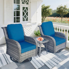 Wicker Patio Furniture Set - 3 Piece Rattan Outdoor Sectional Conversation Sets 2 Piece Wicker Hang gliding Chairs and 1 Side Table