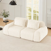 82" Modern Modular Sectional Sofa for Living Room,Flannelette Fabric,highly textured,Oversized 2-Seater Couch,boneless sofa,Deep Seat,Buckle connection,Anti-slip Design,No Assembly,Cream