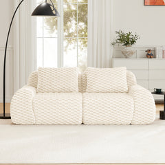 82" Modern Modular Sectional Sofa for Living Room,Flannelette Fabric,highly textured,Oversized 2-Seater Couch,boneless sofa,Deep Seat,Buckle connection,Anti-slip Design,No Assembly,Cream