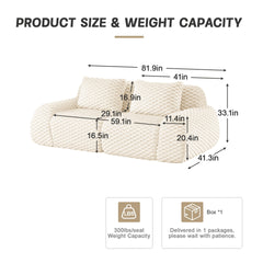 82" Modern Modular Sectional Sofa for Living Room,Flannelette Fabric,highly textured,Oversized 2-Seater Couch,boneless sofa,Deep Seat,Buckle connection,Anti-slip Design,No Assembly,Cream
