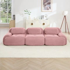 3-seat sofa premiumCorduroy Fabric fabric modular multi-combination anti-slip design no assembly curved armrests ergonomic support high-resilience sponge for living rooms bedrooms,Pink