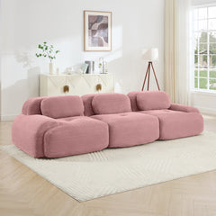 3-seat sofa premiumCorduroy Fabric fabric modular multi-combination anti-slip design no assembly curved armrests ergonomic support high-resilience sponge for living rooms bedrooms,Pink