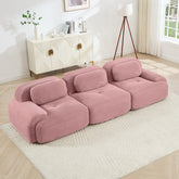 3-seat sofa premiumCorduroy Fabric fabric modular multi-combination anti-slip design no assembly curved armrests ergonomic support high-resilience sponge for living rooms bedrooms,Pink