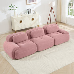 3-seat sofa premiumCorduroy Fabric fabric modular multi-combination anti-slip design no assembly curved armrests ergonomic support high-resilience sponge for living rooms bedrooms,Pink