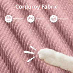 3-seat sofa premiumCorduroy Fabric fabric modular multi-combination anti-slip design no assembly curved armrests ergonomic support high-resilience sponge for living rooms bedrooms,Pink