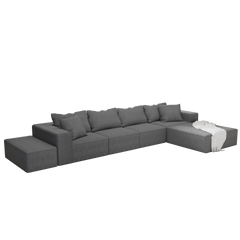 Modern Upholstered Sectional Sofa Couch Set,Modular 132" L Shaped Sectional Living Room Sofa Set With 6 Pillows,Free Combination Sofa Couch for Living Room,Bedroom