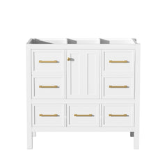36'' Bathroom Vanity without Sink, Solid Wood Frame Bathroom Storage Cabinet, Freestanding Vanity with 5 Drawers& Soft Closing Doors (NOT INCLUDE BASIN SINK )